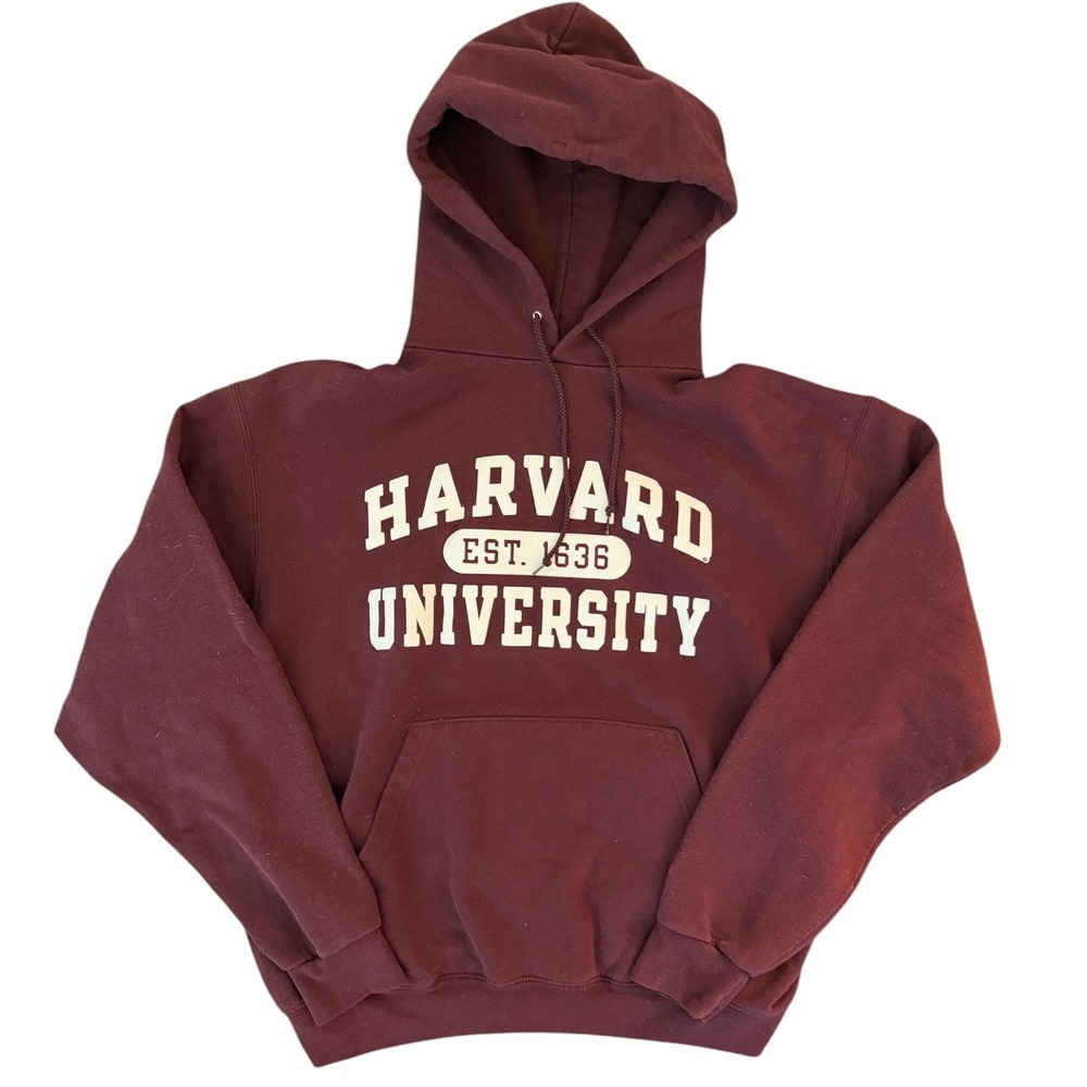 Classic Harvard University Champion Hooded Crimson Sweatshirt - Sz Large